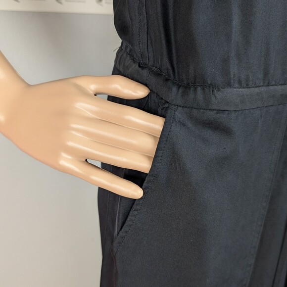 Pure DKNY Mini Dress Black 100% Silk Dropwaist Tie Lagenlook - Picture 2 of 12